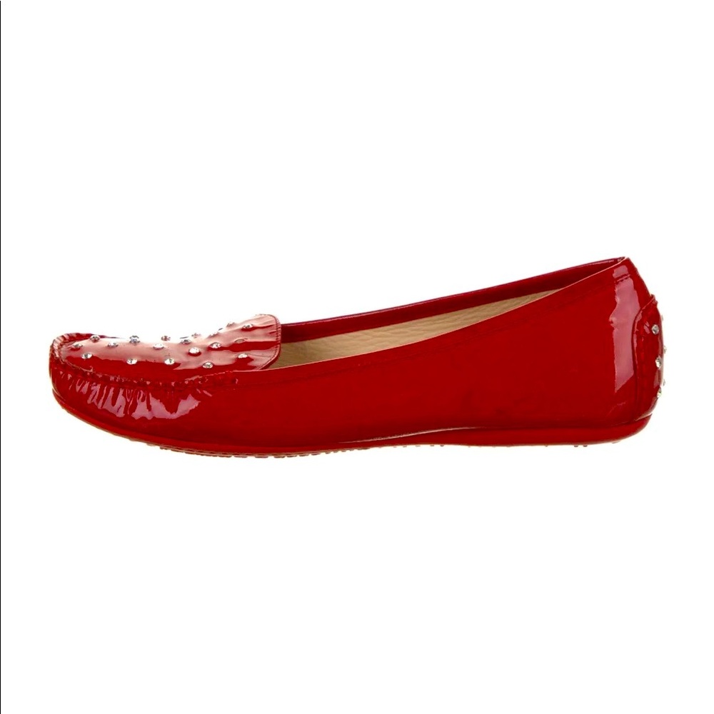 STUART WEITZMAN Leather Crystal Embellished Loafers Size 8.5